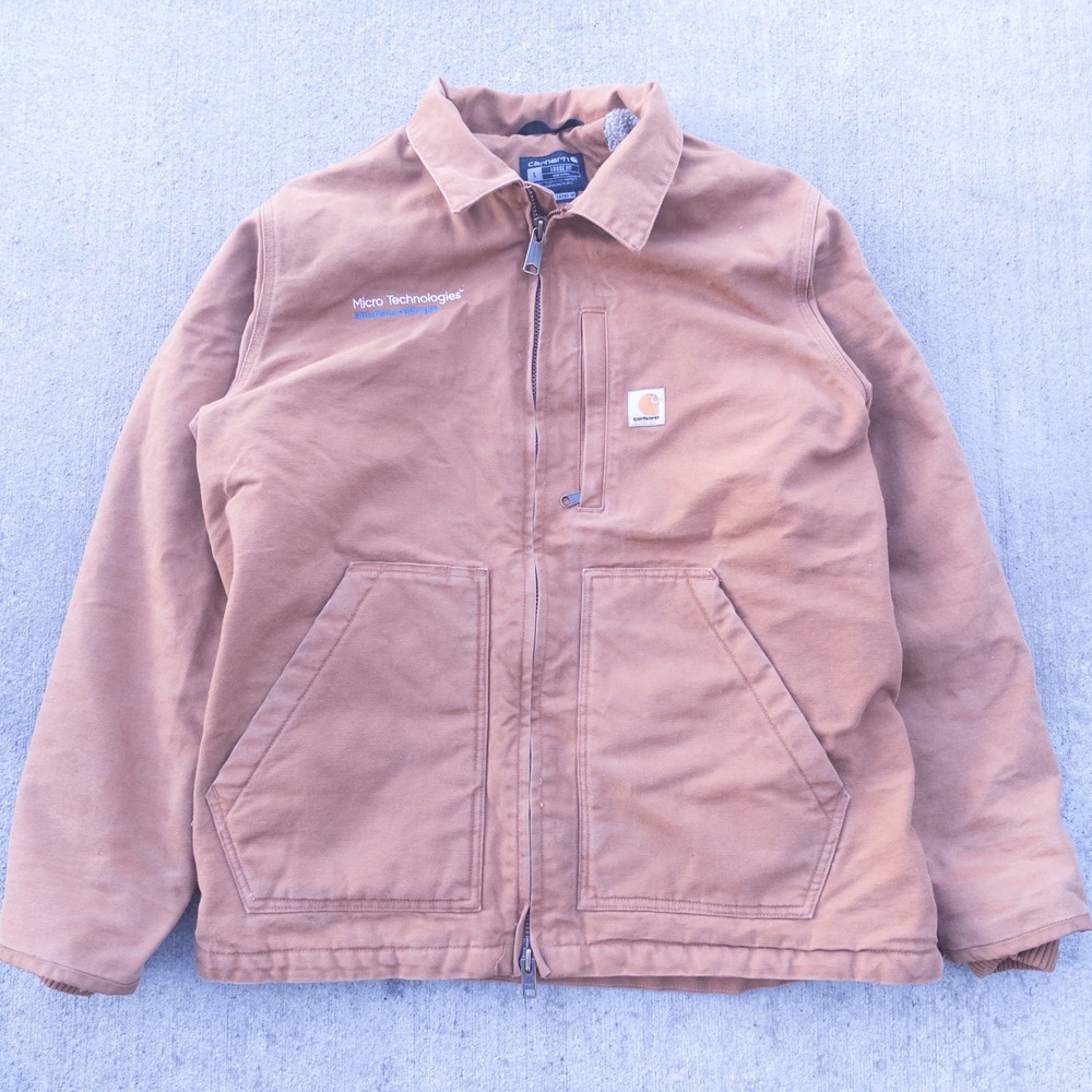 Carhartt 104293 BRN Sherpa Lined Detroit Jacket Brown Mens Large Loose Fit